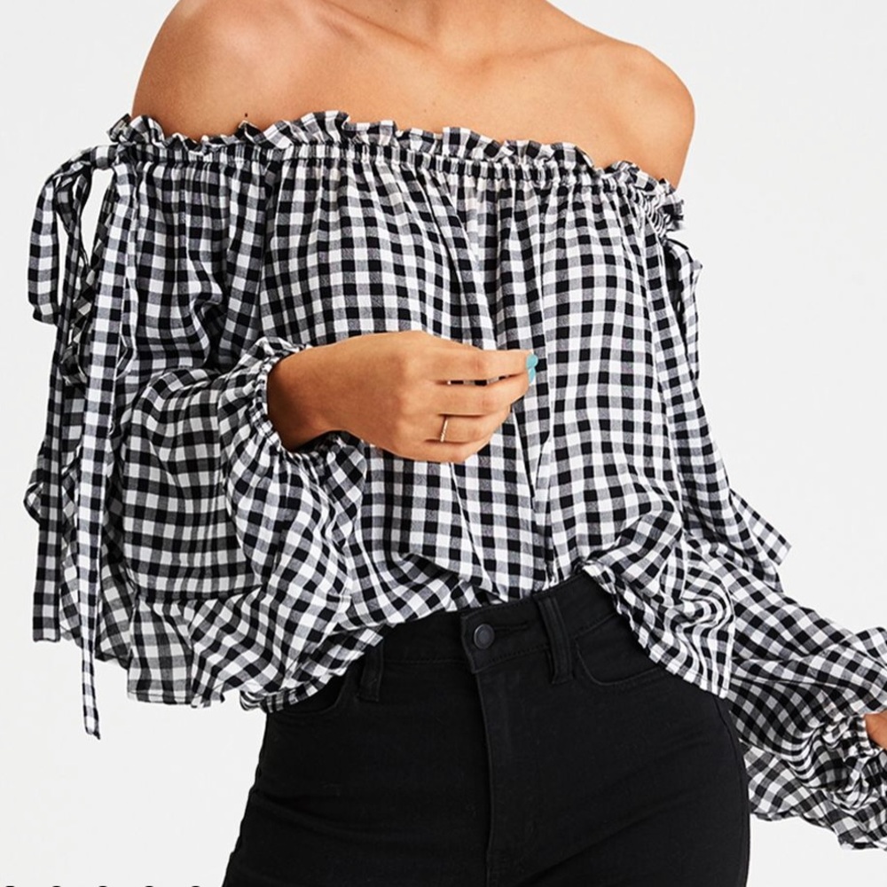 American Eagle off the shoulder gingham top, XS